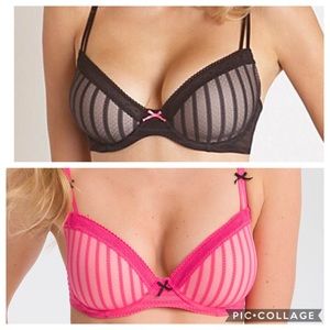 2 Betsey Johnson Stocking Stripe Bras